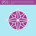 Retro purple Wind rose icon isolated on turquoise background. Compass icon for travel. Navigation design. Vector Royalty Free Stock Photo