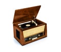 Retro radio with gramophone on white background. Royalty Free Stock Photo