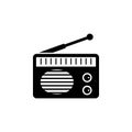 Retro Radio, Old Portable Receiver. Flat Vector Icon illustration. Simple black symbol on white background. Retro Radio, Old Royalty Free Stock Photo