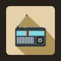 Retro radio receiver icon, flat style Royalty Free Stock Photo