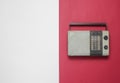 Retro radio on a red-gray background Royalty Free Stock Photo