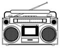 Retro radio tape boombox illustration