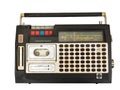 Retro radio and tape player on white background, Cassette player