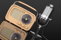 Retro Radio and Vintage Microphone. 3d Rendering Royalty Free Stock Photo