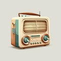 Retro radio in vintage style isolated on white background. Vector illustration. Royalty Free Stock Photo