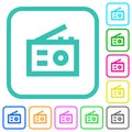 Retro radio vivid colored flat icons