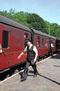 Retro railway porter, Highley.