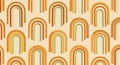 Retro Rainbow Pattern - Repeating Arches in Earthy Tones on Cream Background Royalty Free Stock Photo