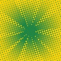 Retro rays comic yellow green background.