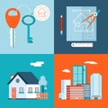 Retro Real Estate Symbols Private House Royalty Free Stock Photo