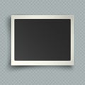 Retro realistic horizontal blank instant photo frame with shadow effects white plastic border on transparent background Royalty Free Stock Photo