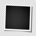 Retro realistic square photo frame placed on transparen background. Vector template photo design