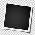 Retro realistic square photo frame placed on transparen background. Vector template photo design