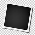 Retro realistic square photo frame placed on transparen. Vector template photo design Royalty Free Stock Photo