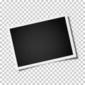 Retro realistic vector photo frame placed horizontally slightly tilted on transparen background. Template photo design