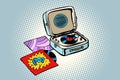 Retro record player, gramophone. Pop vinyl Royalty Free Stock Photo