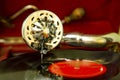 Retro record player, old gramophone Royalty Free Stock Photo