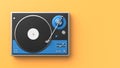 Retro record - vinyl player isolated on colored background.3D il