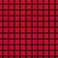 Retro red black buffalo plaid check seamless pattern. Traditional american country lumberjack style. Rustic square