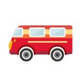 Retro red bus, holiday van. Cartoon illustration. Vector Royalty Free Stock Photo