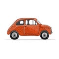 Retro red car, sketch for your design Royalty Free Stock Photo