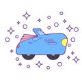 Retro car vintage isolated. Side view. Vector flat style illustration. Kids toy. Royalty Free Stock Photo