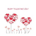 Retro red hearts flower. Happy Valentine`s day greeting card Royalty Free Stock Photo