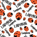 Retro Red Ladybird Bug Vector Graphic Seamless Pattern Royalty Free Stock Photo