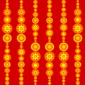 Retro red orange yellow tile with stylized suns