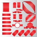 Retro red ribbons and labels. Royalty Free Stock Photo