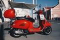 Retro Red Scooter Bike Motorbike for Rent Royalty Free Stock Photo