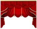 Retro red stage curtain. Realistic luxury silk curtains, theater scene interior drapery decoration, portiere drapes Royalty Free Stock Photo