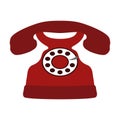 Retro red telephone icon isolated on white background, vintage rotary phone. Vector illustration Royalty Free Stock Photo