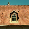 Retro red tile roof of old house Royalty Free Stock Photo