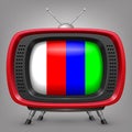 Retro red tv with color strips Royalty Free Stock Photo