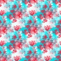 Retro Red White Blue Rosebuds Pattern