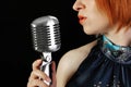 Retro redhead female singer