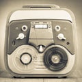 Retro reel to reel tape recorder old sepia photo Royalty Free Stock Photo