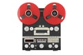 Retro reel-to-reel tape recorder, front view. 3D rendering Royalty Free Stock Photo