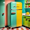 Retro refrigerator popart colors 1960 kitchen