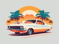 Retro Revival: Classic Car in Vibrant Miami Streets