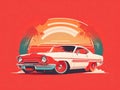 Retro Revival: Classic Car in Vibrant Miami Streets