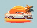 Retro Revival: Classic Car in Vibrant Miami Streets