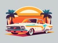 Retro Revival: Classic Car in Vibrant Miami Streets