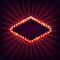 Retro rhombus marquee billboard with electric light lamps