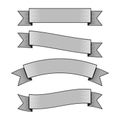 Retro ribbon banners in hand drawn engraving style vector