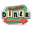 Retro Roadside Diner Sign Logo Vintage Look Art