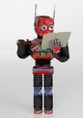 Retro robot with book,3d render Royalty Free Stock Photo