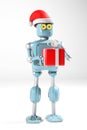 Retro robot in christmas hat,christmas celebration,3d render