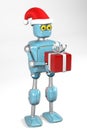 Retro robot in christmas hat,christmas celebration,3d render